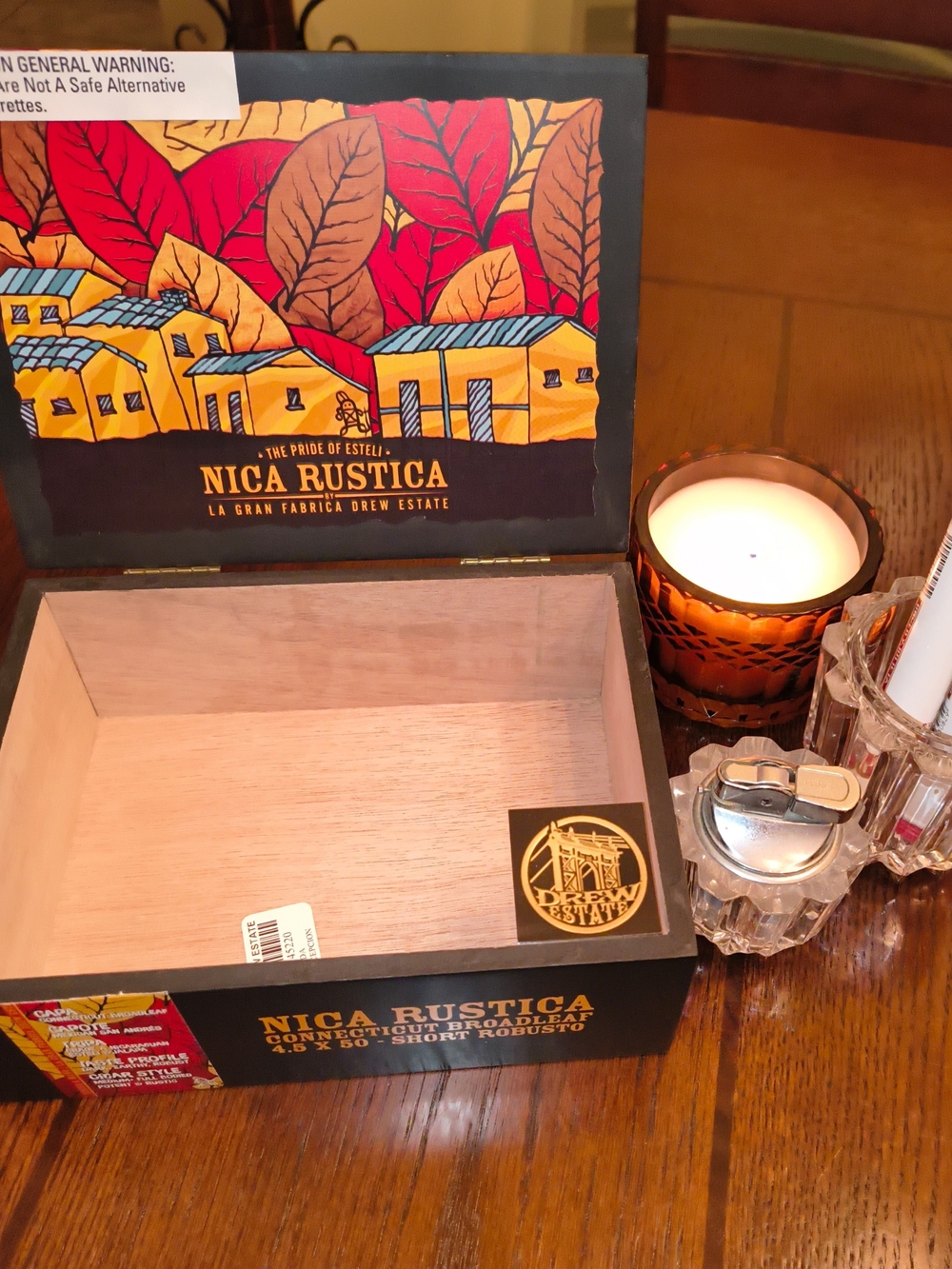 Decorative Wooden Cigar Box - Black and Brown
